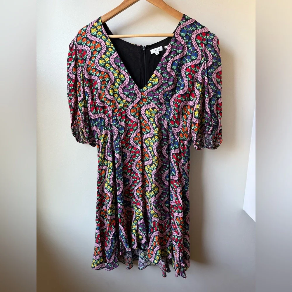 RHODE Ruby Puff Sleeve Dress‎ Revolve Love Is A Rainbow Maximalism Floral 12
